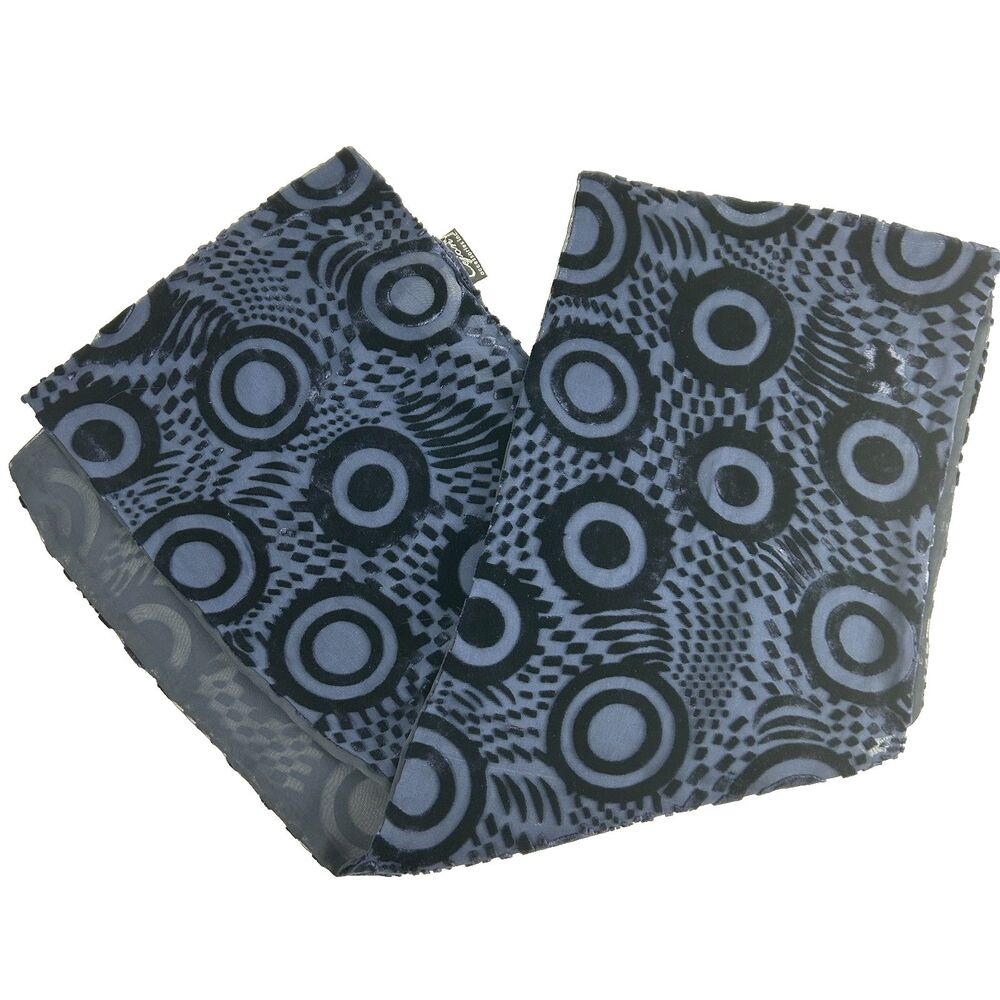 Cejon Silk Blend Blue Circle Dot Burnout Rectangle Scarf 9.5" X 58" NWT